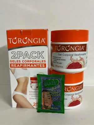 Pack of 2 pieces TORONGIA SLIMMING GEL Firming gel Cellulitis/GEL CORPORAL REAFIRMANTE 16oz. 475g each Include a Gift : Original Moroccan soap by argan, 475.0 Fl Oz, 1