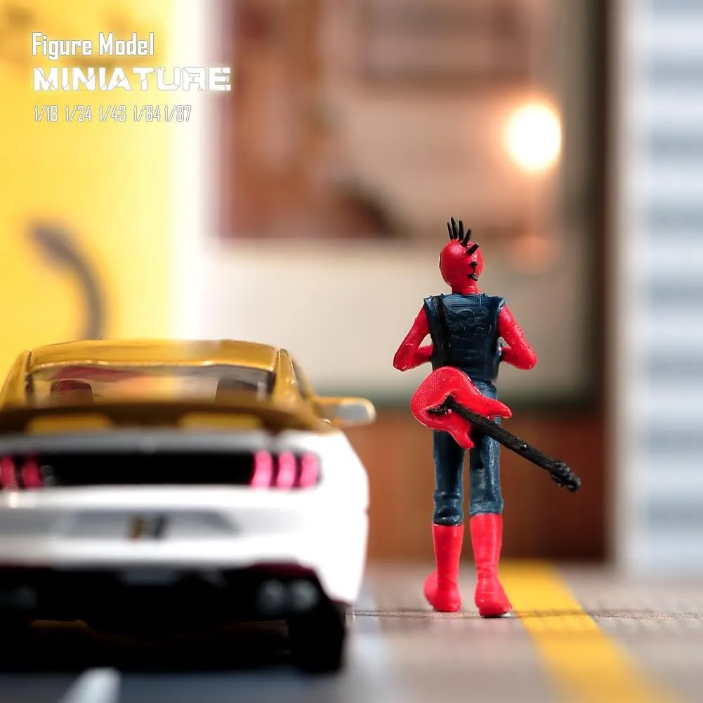 Painted Miniatures 1/18 1/24 1/64 1/43 1/87 Scale Punk Spider-Man Mask Toy Miniature Figure Diorama Action Figure Doll for Cars Vehicles Collection Display Scene (Painted, 1/18 Scale)