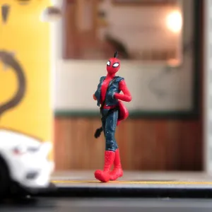 Painted Miniatures 1/18 1/24 1/64 1/43 1/87 Scale Punk Spider-Man Mask Toy Miniature Figure Diorama Action Figure Doll for Cars Vehicles Collection Display Scene (Painted, 1/18 Scale)