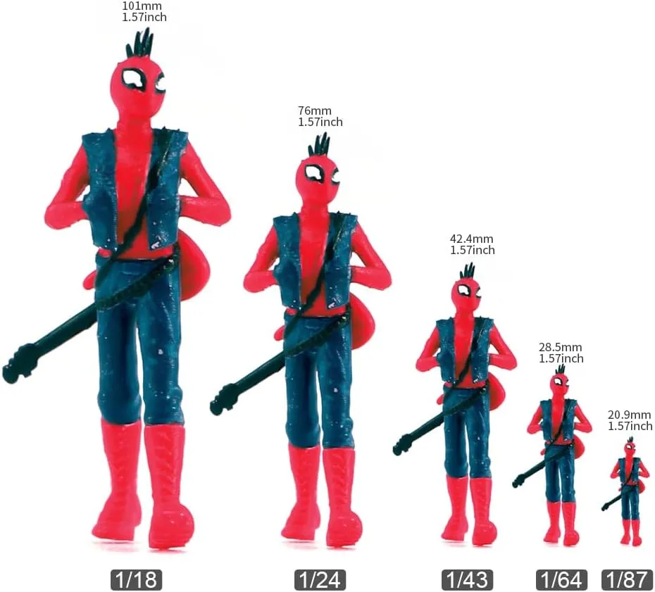 Painted Miniatures 1/18 1/24 1/64 1/43 1/87 Scale Punk Spider-Man Mask Toy Miniature Figure Diorama Action Figure Doll for Cars Vehicles Collection Display Scene (Painted, 1/18 Scale)
