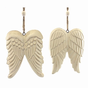 Painted Wood Angel Wings Ornament