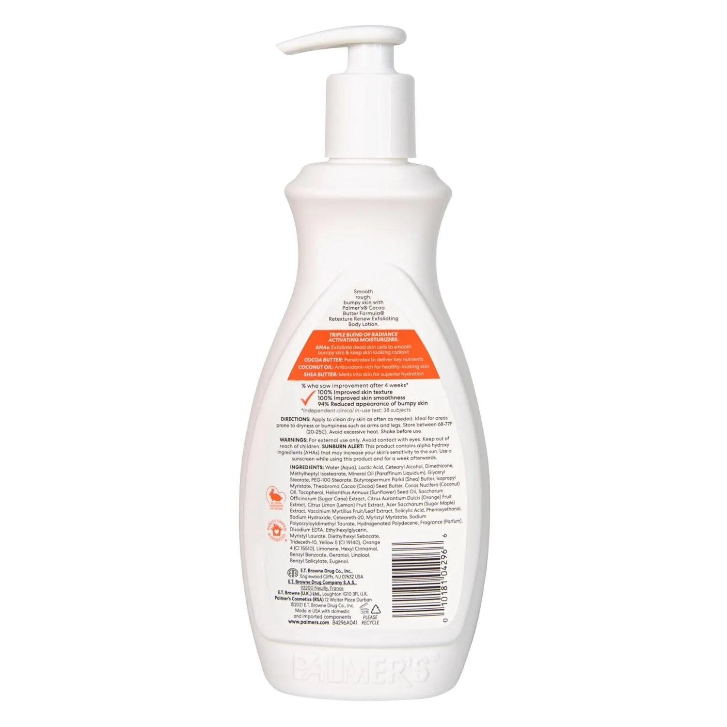 Palmer's Cocoa Butter Formula Retexture & Renew Exfoliating Body Lotion for Rough & Bumpy Skin, Triple Action Moisturizers   AHAs, Pump Bottle, 13.5 Ounce (Pack of 2)