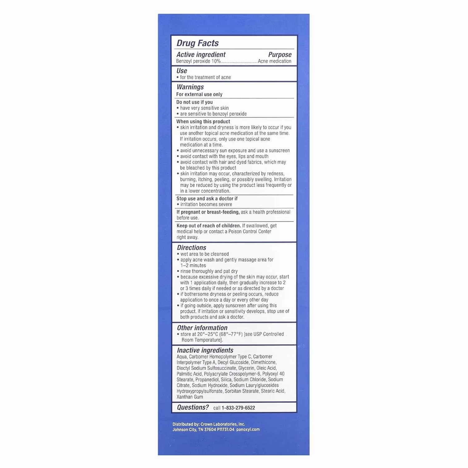PanOxyl Acne Foaming Wash, 10% Benzoyl Peroxide 5.5 Ounce (Value Pack of 6)