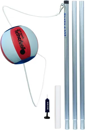 Park & Sun Sports Portable Outdoor Red White and Blue Tetherball Set with Accessories (3-Piece Pole), Multi