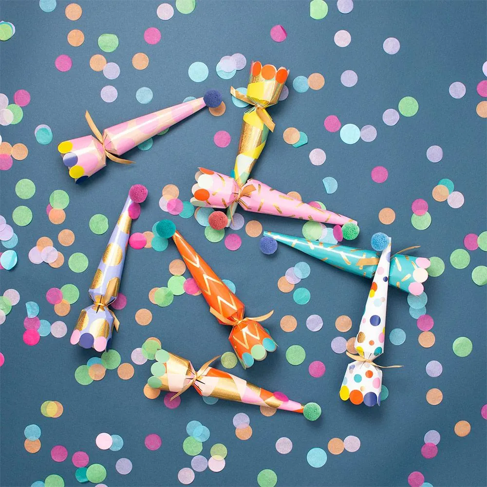 Party Hats Cone Celebration Crackers - 8 Per Box