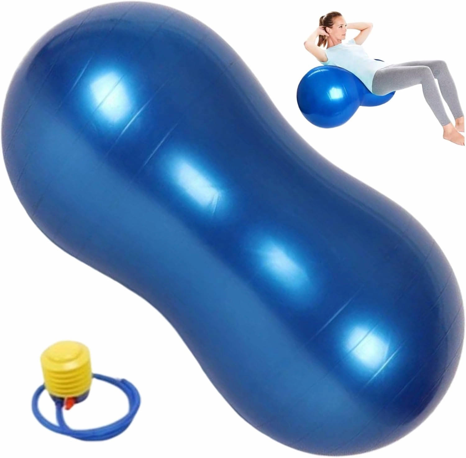 Peanut Ball, Anti Burst Thicken PVC Peanut Exercise Ball, 35.4x17.7 Balance with a Air Pump, Portable for Kids Therapy Pregnancy Yoga, Home & Gym, BlueBall