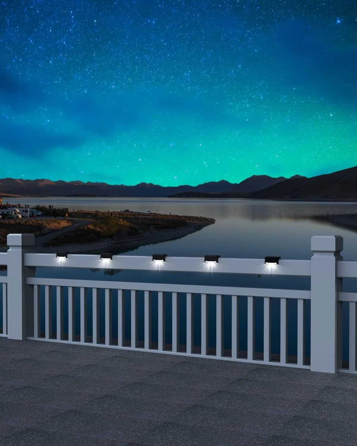 Pearlstar Solar Deck Lights - 16 Waterproof LED Solar Step Lights for Deck, Stairs, Yard, Patio, and Pathway (White, Black)
