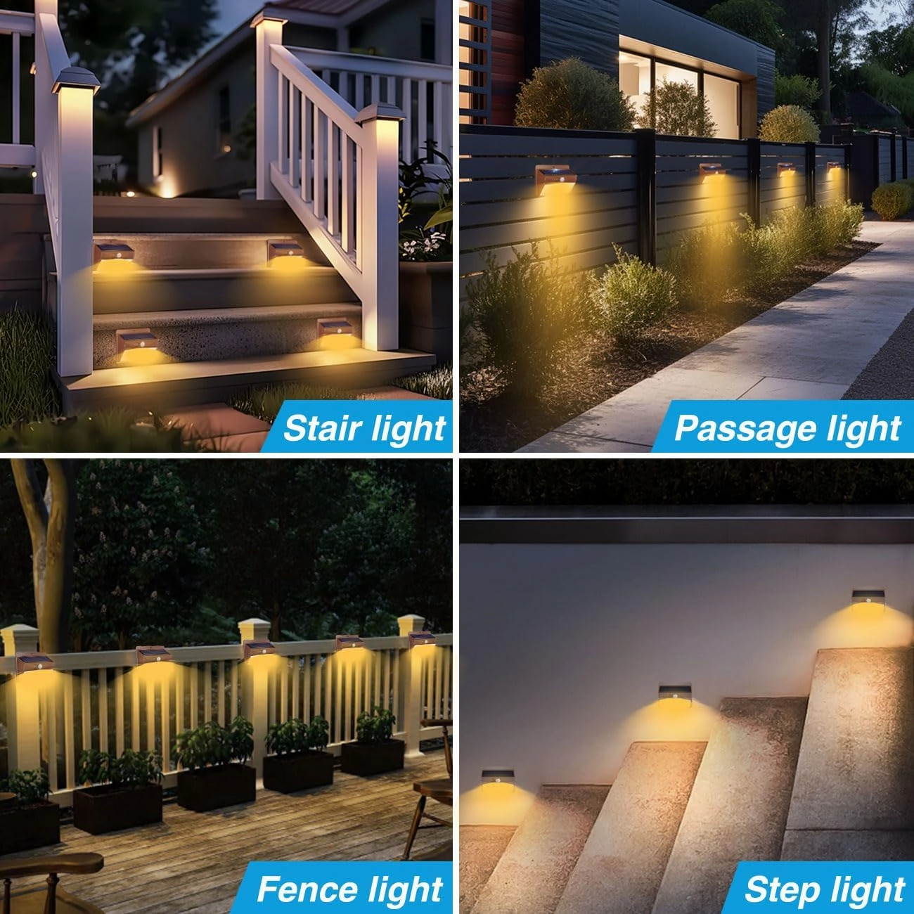 Peasur 6 Packs Solar Outdoor Lights Motion Sensor Solar Security Lights Waterproof with 3 Lighting Modes Solar Powered Wall Lights Outside for Garden Fence Yard Deck, Brown Warm