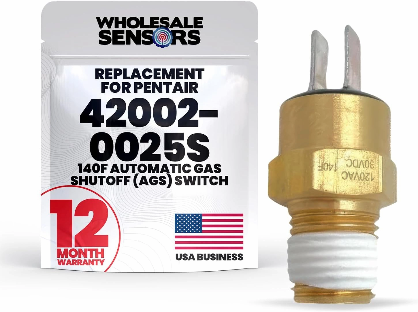 Pentair 42002-0025S Replacement 140F Automatic Gas Shutoff (AGS) Switch | Design for Pool & Spa Heater | Easy Installation Pool Maintenance Kit & Accessories | 18-Month Warranty & USA Support