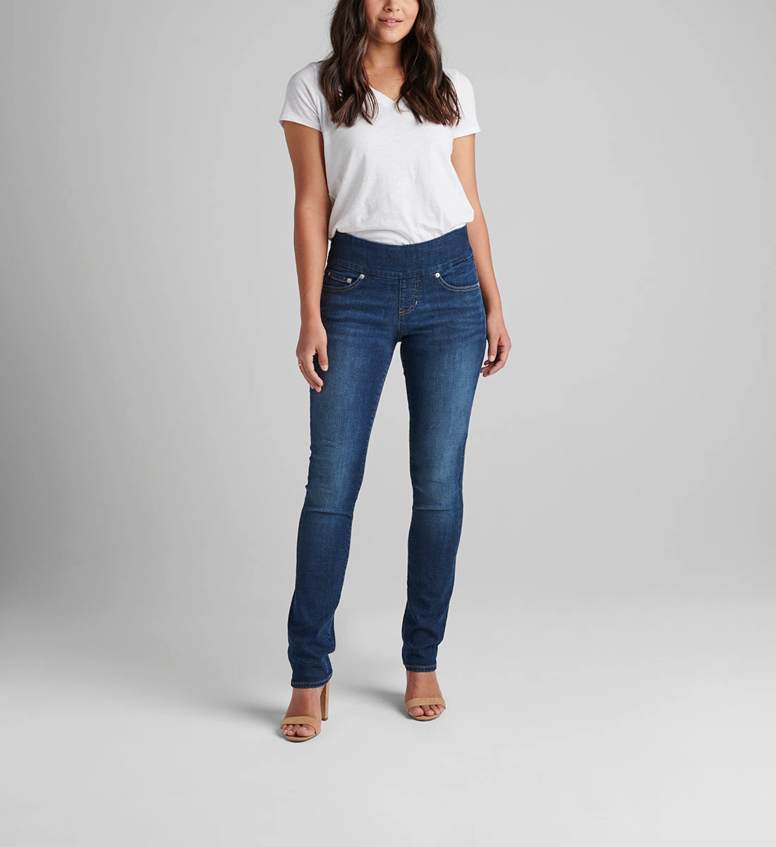 Peri Mid Rise Straight Leg Pull-On Jeans Petite