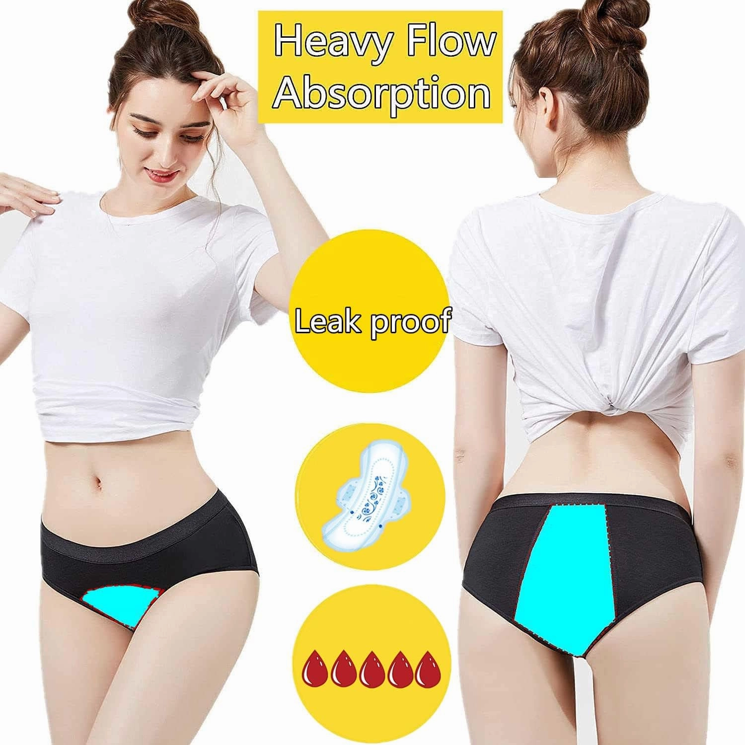 Period Underwear Heavy Flow Women 30ML Absorbent Leak Proof Panty Postpartum Pants Menstrual Panties Briefs