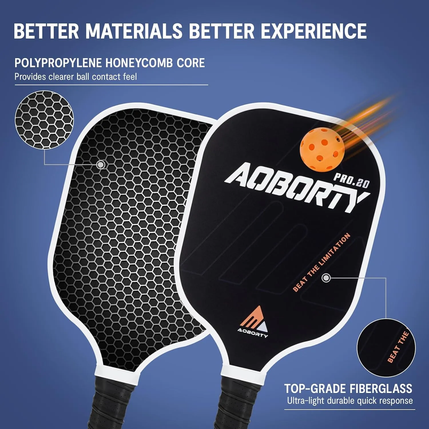 Pickleball Paddles 4 Pack - USAPA Light Graphite Premium Rackets Fiber Face & Polymer Honeycomb Core Pickleball Set with 6 Outdoor Indoor Balls Including Portable Carry Bag