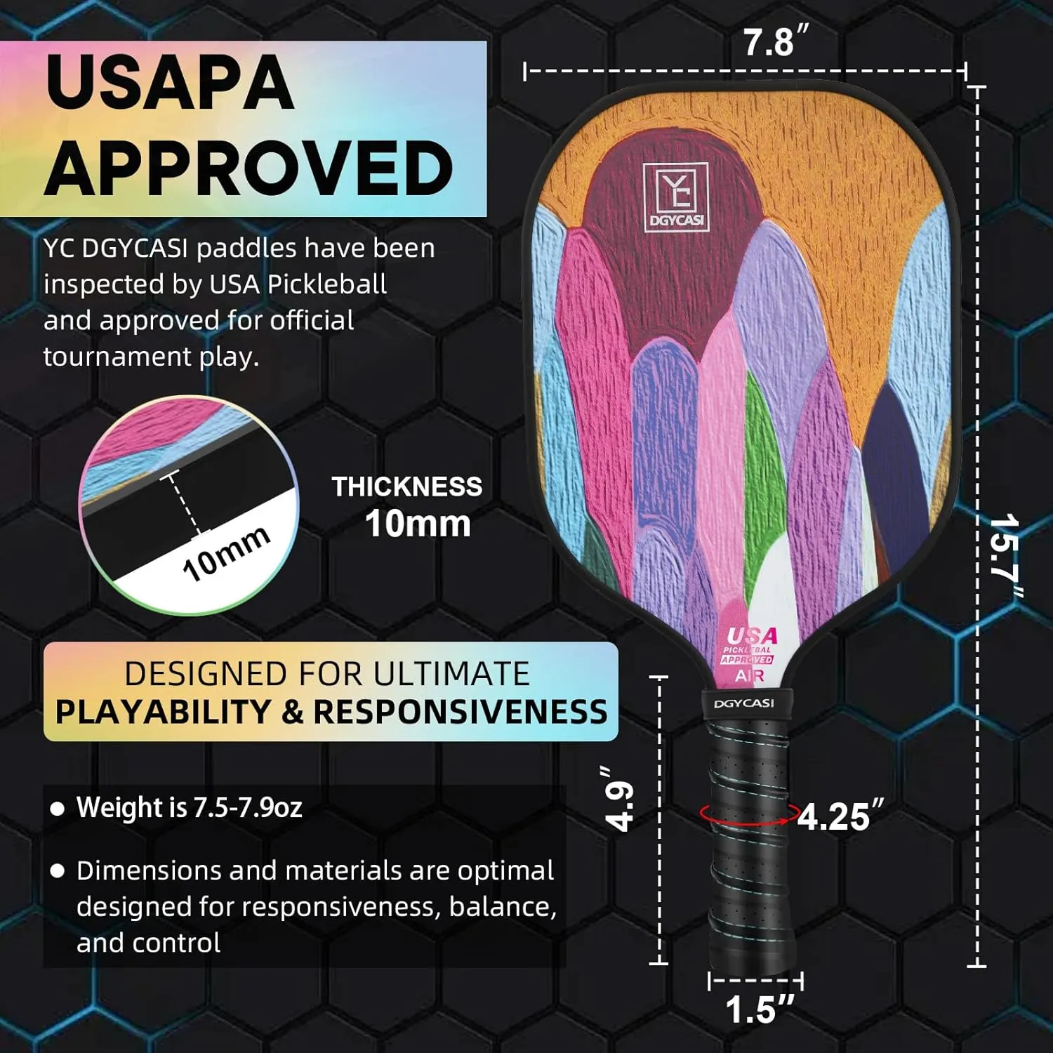 Pickleball Paddles Set of 2, 2025 USAPA Approved Pickleball Set, Fiberglass Lightweight Pickle Ball Rackets 2 Pack, 2 Outdoor Pickleball, 2 Indoor Pickleball Balls, 1 Pickleball Bag for Women and Men