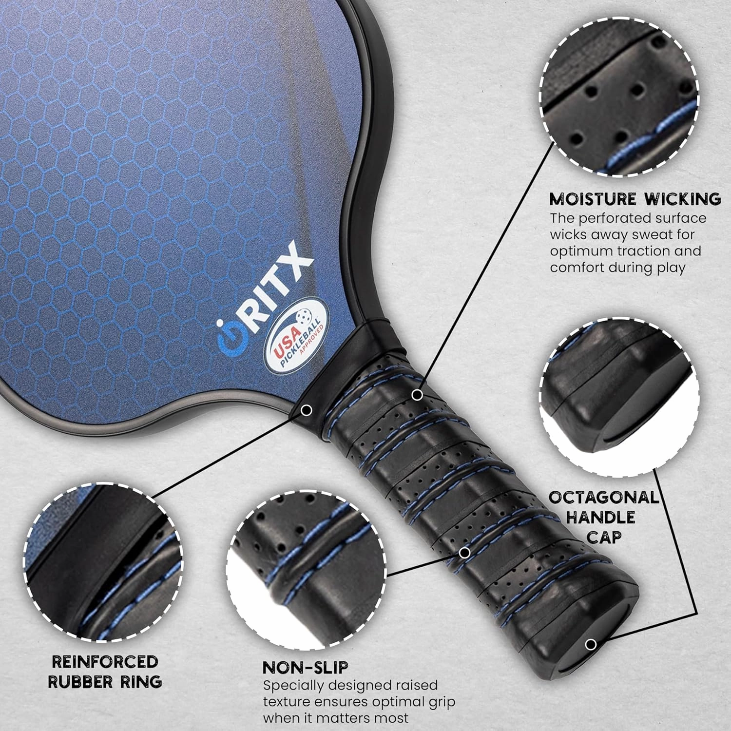 Pickleball Paddle Set | 2 Lightweight Pickleball Rackets w/Fiberglass Surface & 5-Inch Non-Slip Handle, 4 Balls, 1 Carry Bag | USAPA Approved Set for Men & Women
