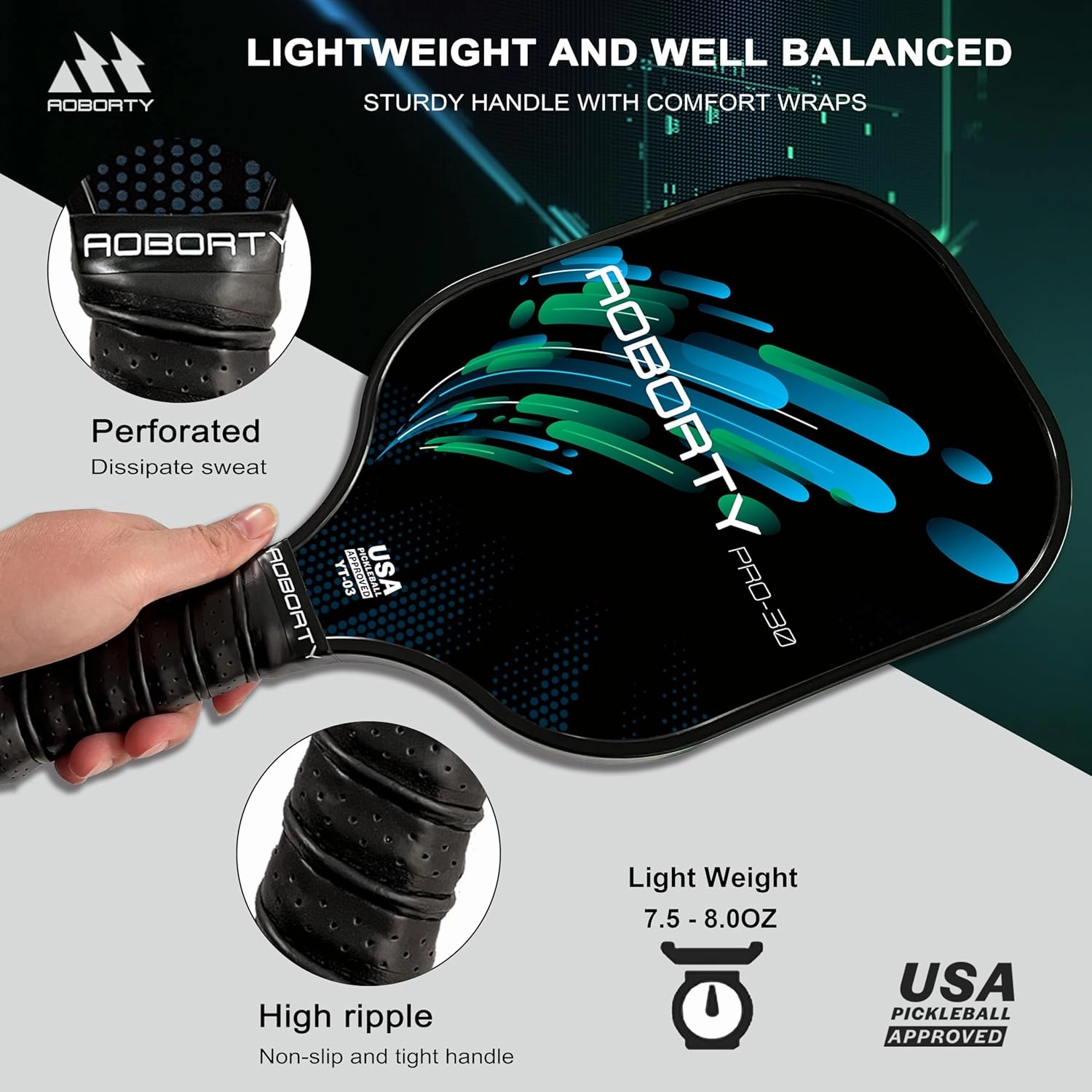 Pickleball Paddles 4 Pack - USAPA Light Graphite Premium Rackets Fiber Face & Polymer Honeycomb Core Pickleball Set with 6 Outdoor Indoor Balls Including Portable Carry Bag