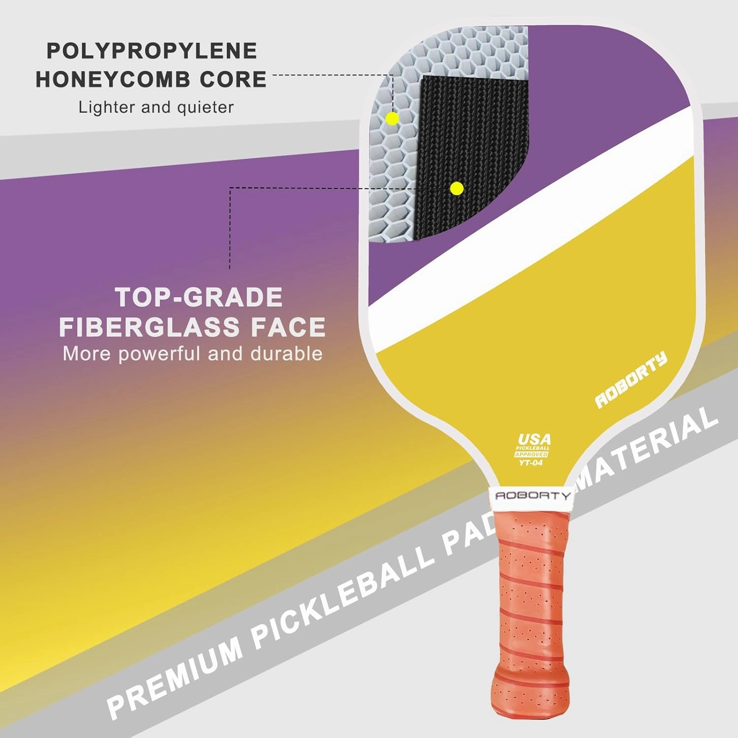 Pickleball Paddles 4 Pack - USAPA Light Graphite Premium Rackets Fiber Face & Polymer Honeycomb Core Pickleball Set with 6 Outdoor Indoor Balls Including Portable Carry Bag