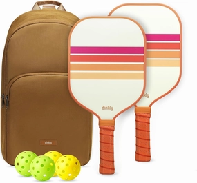 Pickleball Paddles Set of 2, USAPA Approved Graphite/Fiberglass Pickleballs Racket, 2 Rackets, 4 Balls and 1 Protable Carry Bag, Retro Pickle Ball Set for Men Women