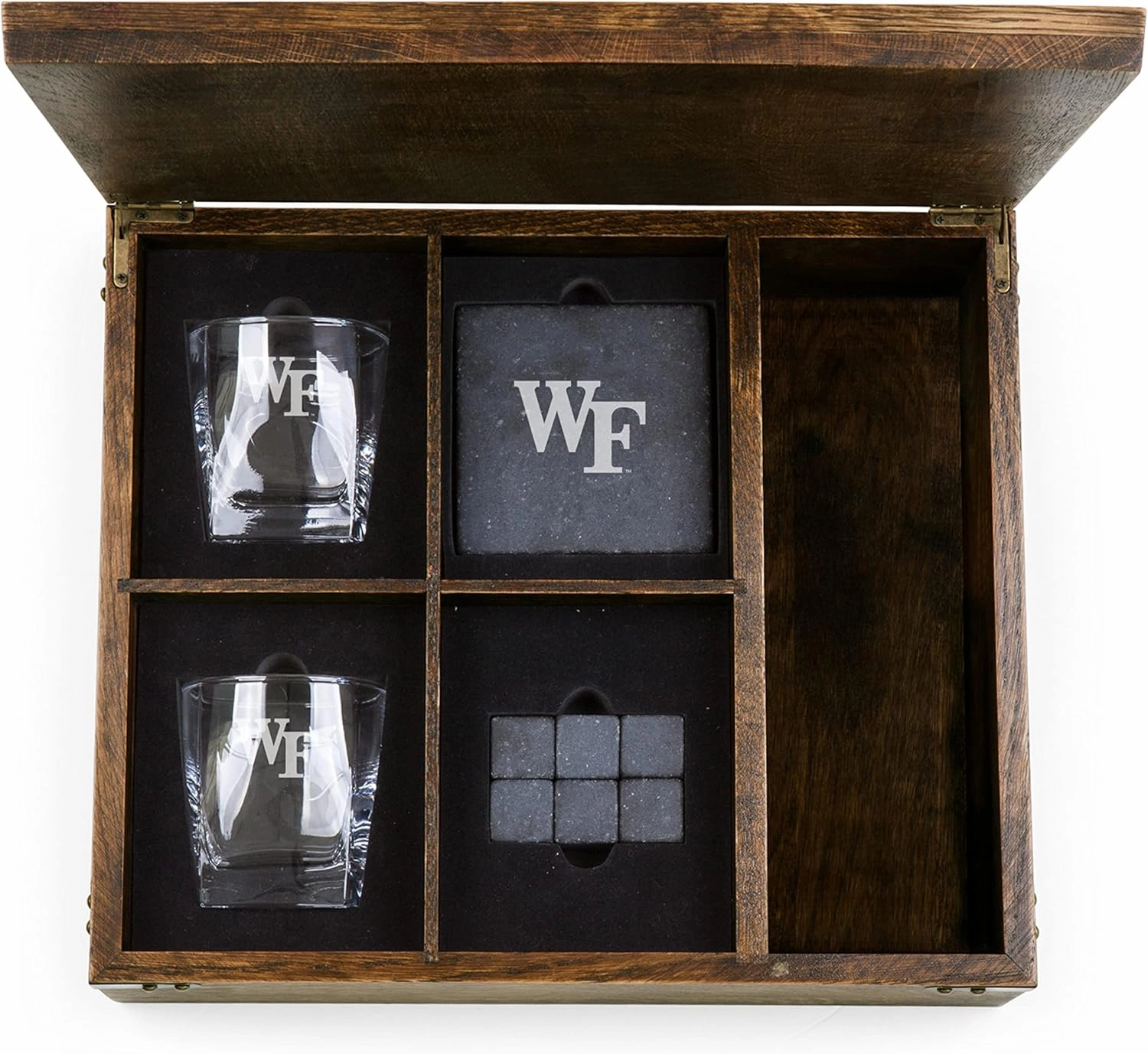 PICNIC TIME NCAA unisex-adult NCAA Whiskey Box Gift Set, Whiskey Glasses Set of 2, Whiskey Stones Gift Set