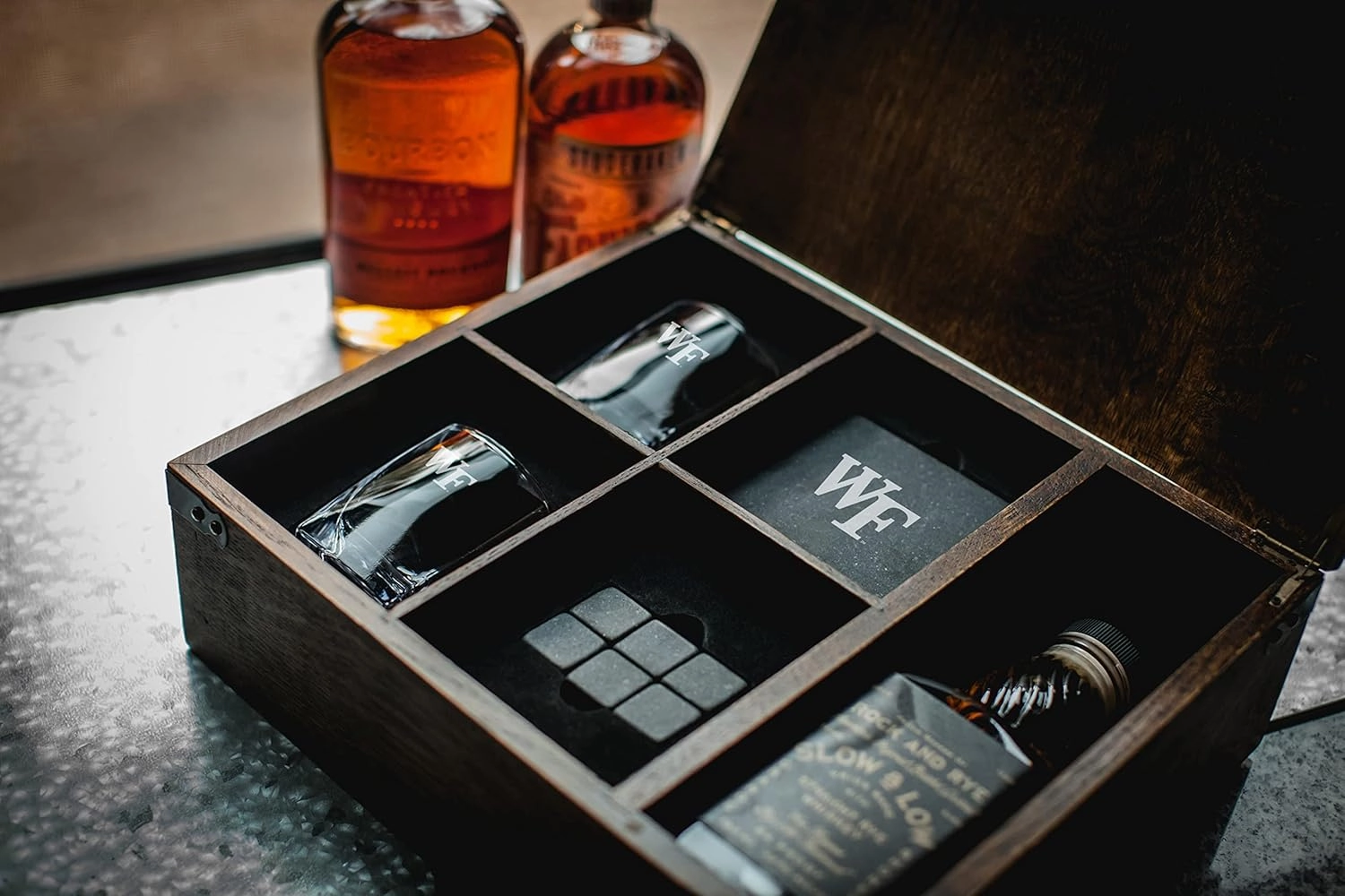 PICNIC TIME NCAA unisex-adult NCAA Whiskey Box Gift Set, Whiskey Glasses Set of 2, Whiskey Stones Gift Set