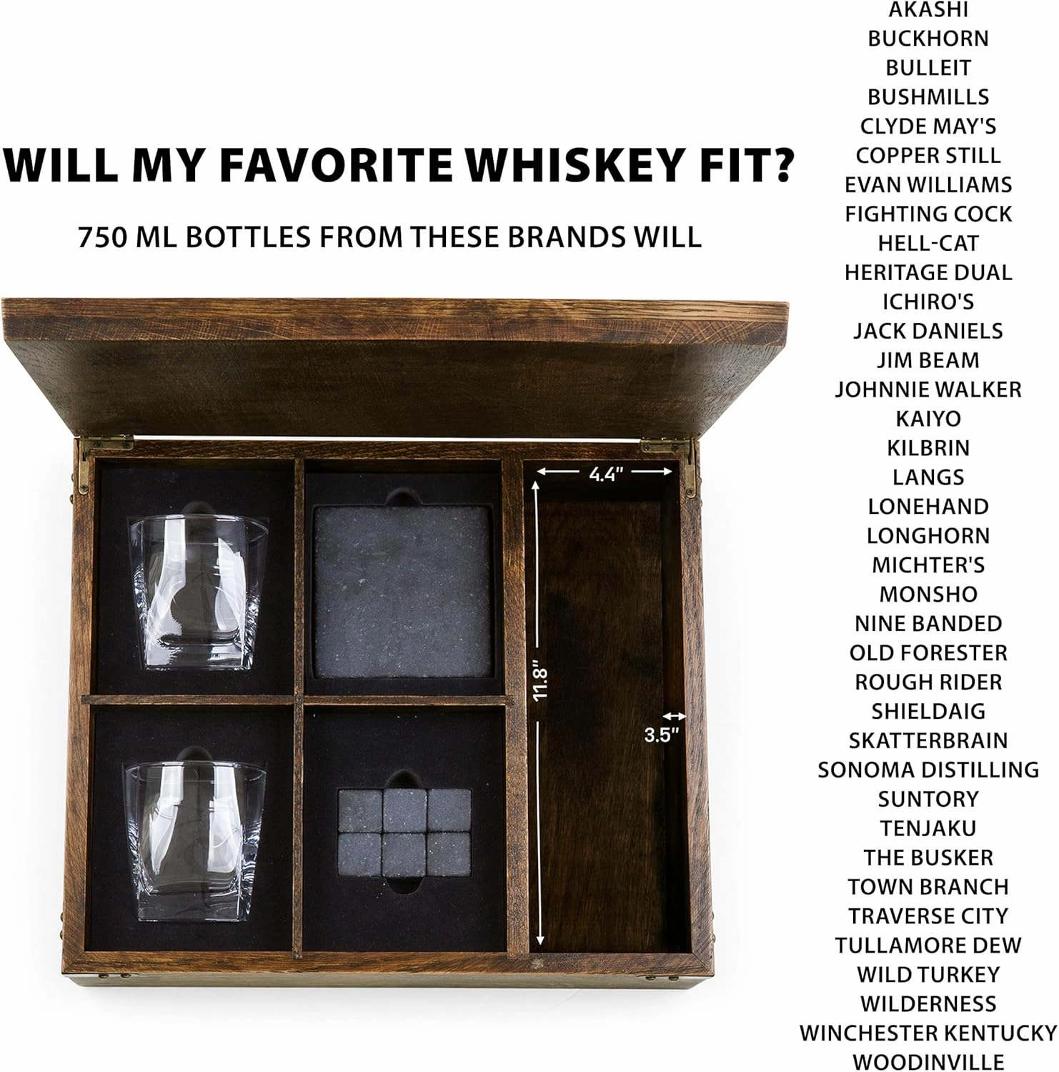 PICNIC TIME NCAA unisex-adult NCAA Whiskey Box Gift Set, Whiskey Glasses Set of 2, Whiskey Stones Gift Set