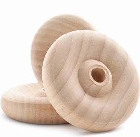 Pinehurst Crafts Classic Wooden Toy Wheels, 2-1/2 Inch Diameter x 5/8-Inch Thick (3/8-Inch Hole), Pack of 8