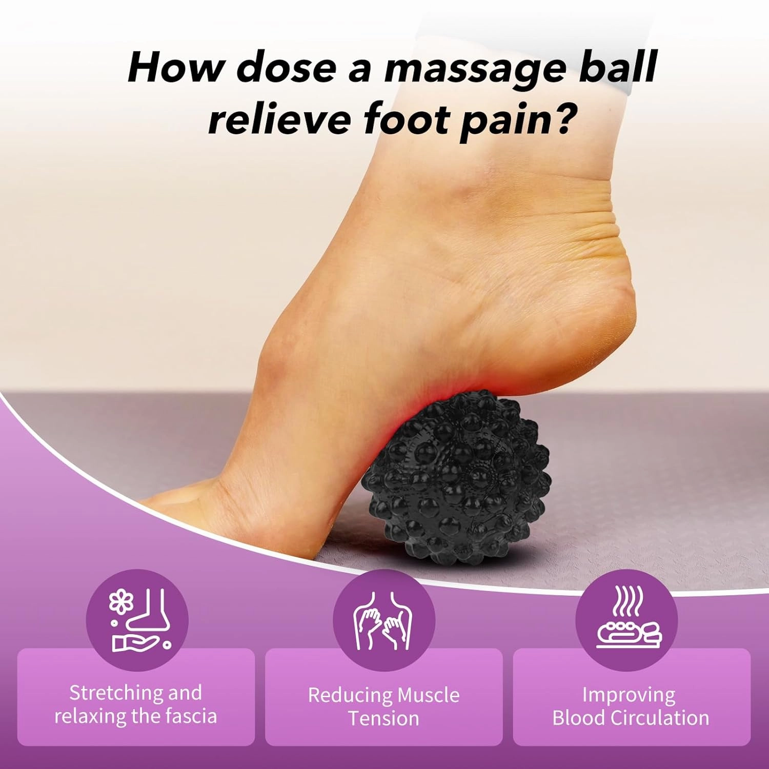 Plantar Fasciitis Night Splint Sock with Massage Ball for Tension Relief, Alleviate Pain from Plantar Fasciitis, Arch Pain, Heel Spur, Foot-drop and Achilles Tendonitis, Soft and Comfortable Foot Brace for Men and Women, Small-Purple