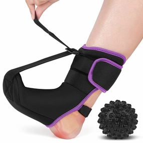 Plantar Fasciitis Night Splint Sock with Massage Ball for Tension Relief, Alleviate Pain from Plantar Fasciitis, Arch Pain, Heel Spur, Foot-drop and Achilles Tendonitis, Soft and Comfortable Foot Brace for Men and Women, Small-Purple
