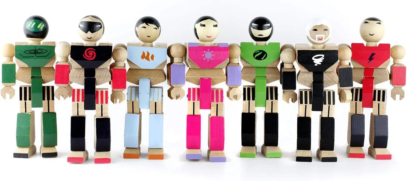 Playhard Hero Action Figures – Tulip Wood Baby Toys for Imaginative Play – Sturdy & Durably Packaged Hero Toy for Kids