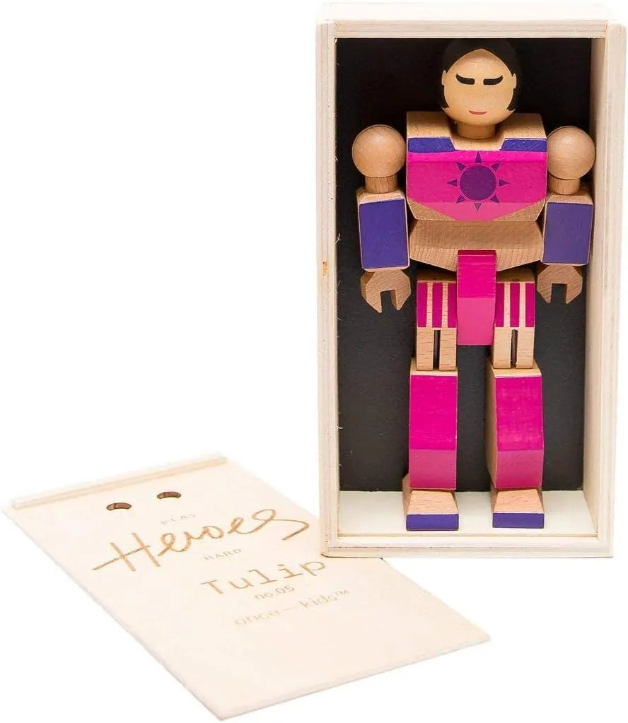 Playhard Hero Action Figures – Tulip Wood Baby Toys for Imaginative Play – Sturdy & Durably Packaged Hero Toy for Kids