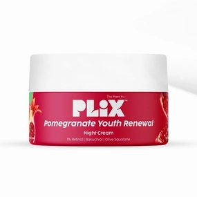 PLiX Pomegranate Youth Renewal Night Cream with 1% Retinol, Bakuchiol, Olive Squalane