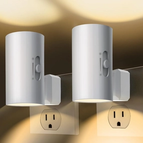 Plug-in Night Light, LED Night Lights - Sensor Dusk to Dawn, 0-100 LM Dimmable, Soft White, Modern for Bathroom, Bedroom, Kitchen, Hallway, Stairway - 2 Pack