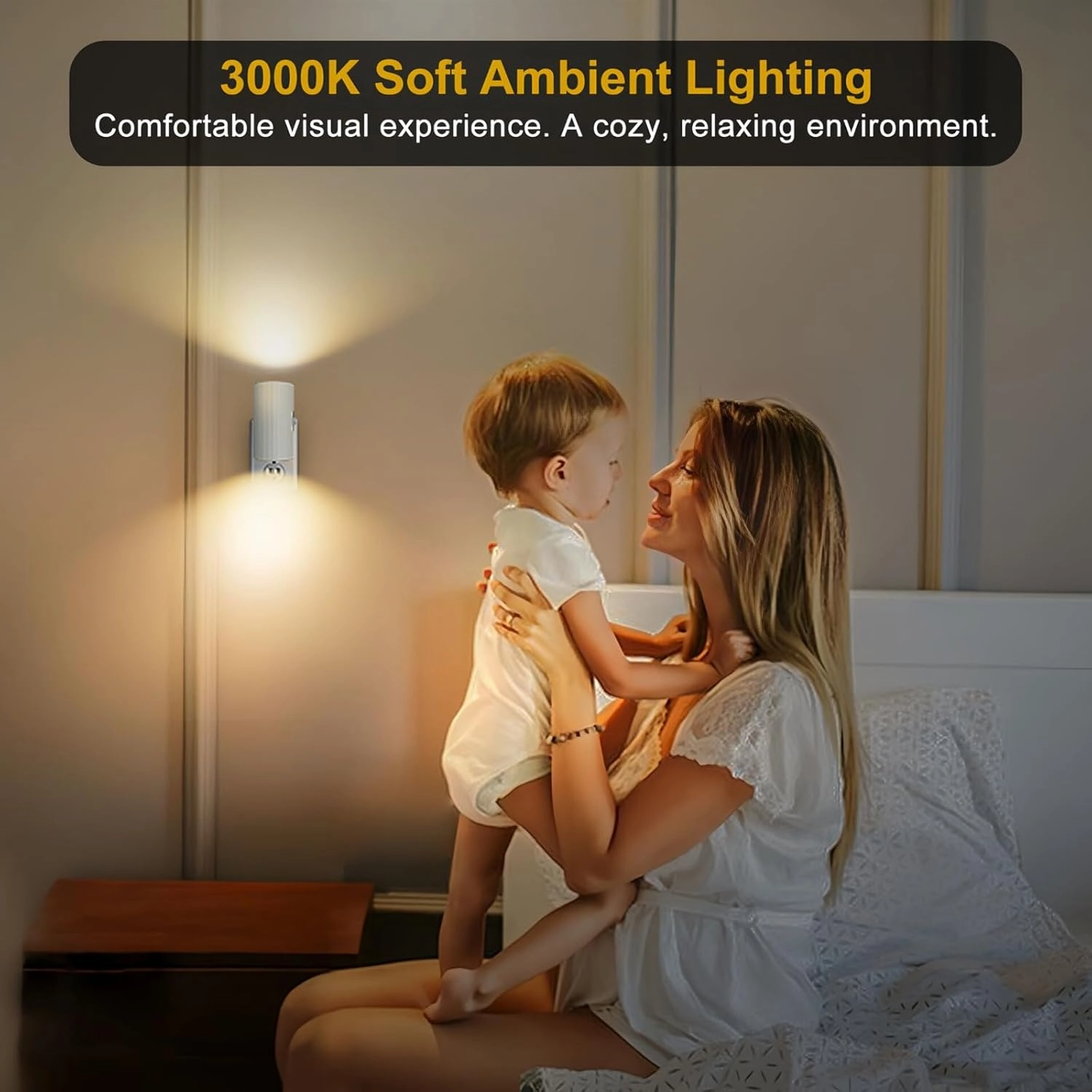 Plug-in Night Light, LED Night Lights - Sensor Dusk to Dawn, 0-100 LM Dimmable, Soft White, Modern for Bathroom, Bedroom, Kitchen, Hallway, Stairway - 2 Pack