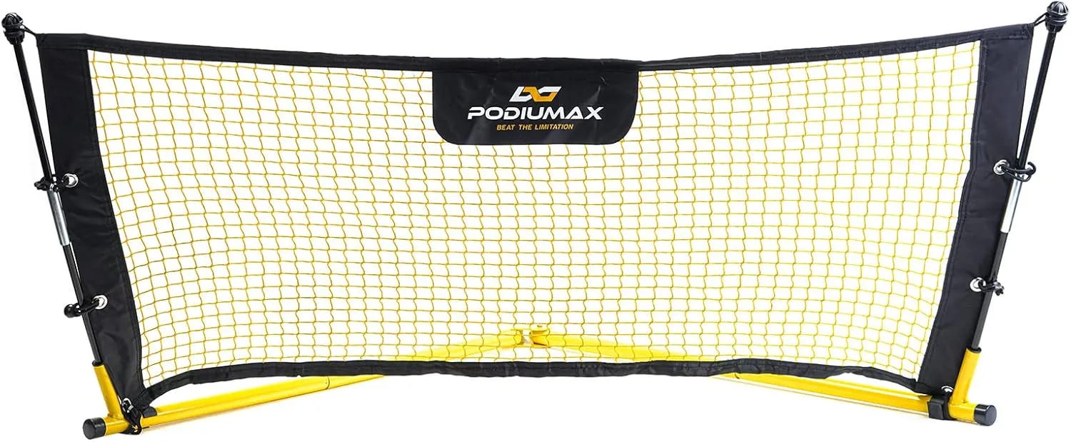 PodiuMax Upgraded Solo Soccer Rebounder Net, Improve Your Ground Passing Skills, Easy to Assemble and Disassemble, Comes with Bag and Stake