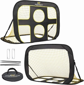 PodiuMax 2 in 1 Pop Up Soccer Goal - Indoor Outdoor Soccer Target Net for Improving Passing and Shooting Accuracy | Portable with Carrying Bag