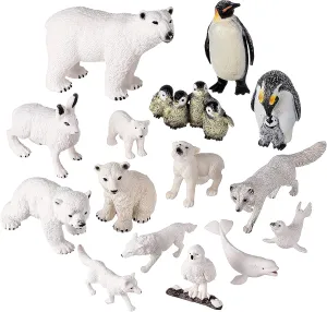 Polar Animals Figurines Cake Topper - 15Pcs Realistic Plastic Penguin Polar Bear Action Model - for Christmas Decoration, Birthday Gift for Kids