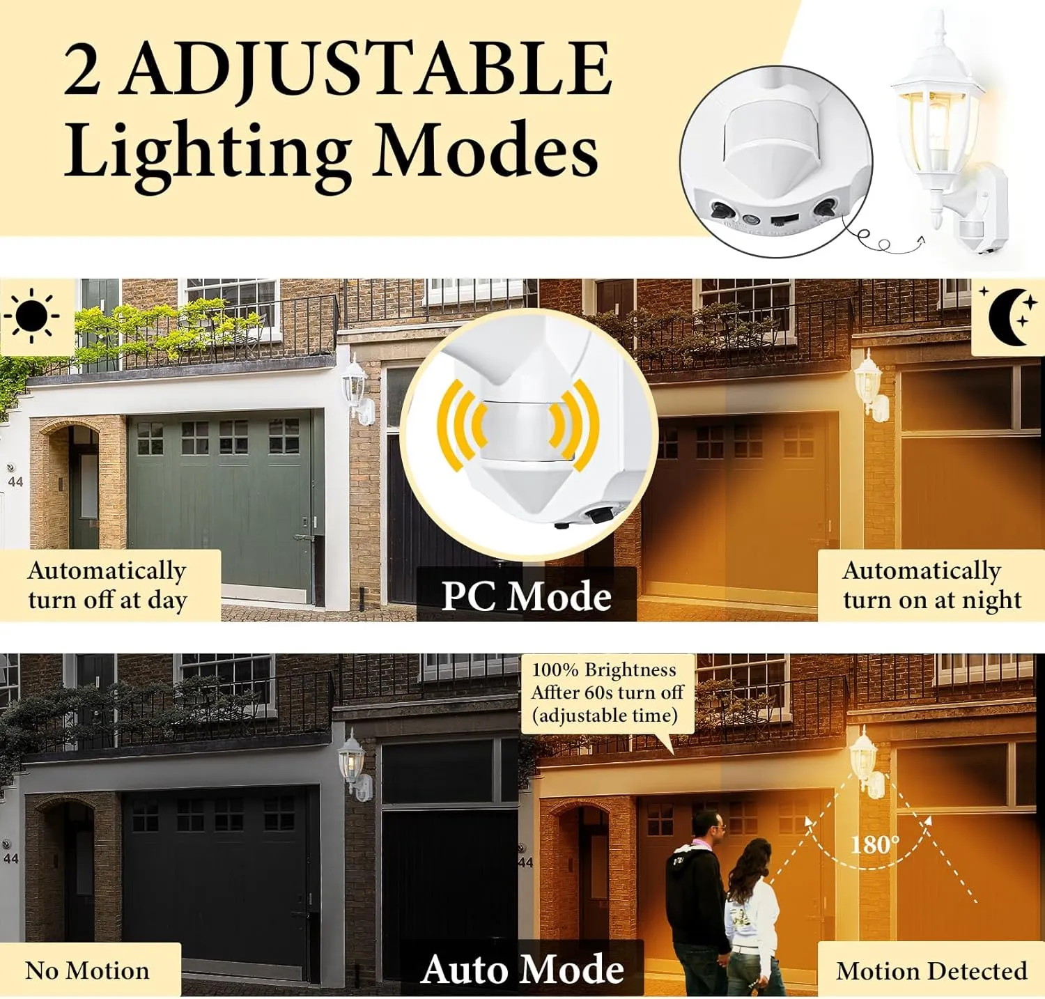 Porch Lights Outdoor Motion Sensor Wall Sconce Anti-Rust Aluminum, Exterior Outdoor Wall Lights Dusk to Dawn Porch Light Fixture Wall Mount for House Outside Patio 2Pack White