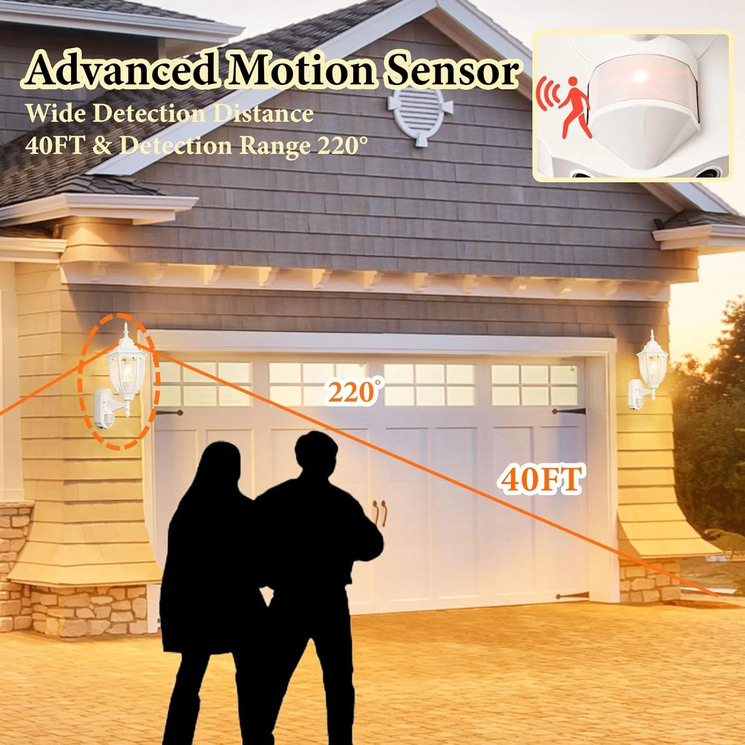 Porch Lights Outdoor Motion Sensor Wall Sconce Anti-Rust Aluminum, Exterior Outdoor Wall Lights Dusk to Dawn Porch Light Fixture Wall Mount for House Outside Patio 2Pack White