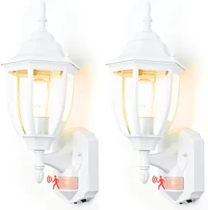 Porch Lights Outdoor Motion Sensor Wall Sconce Anti-Rust Aluminum, Exterior Outdoor Wall Lights Dusk to Dawn Porch Light Fixture Wall Mount for House Outside Patio 2Pack White