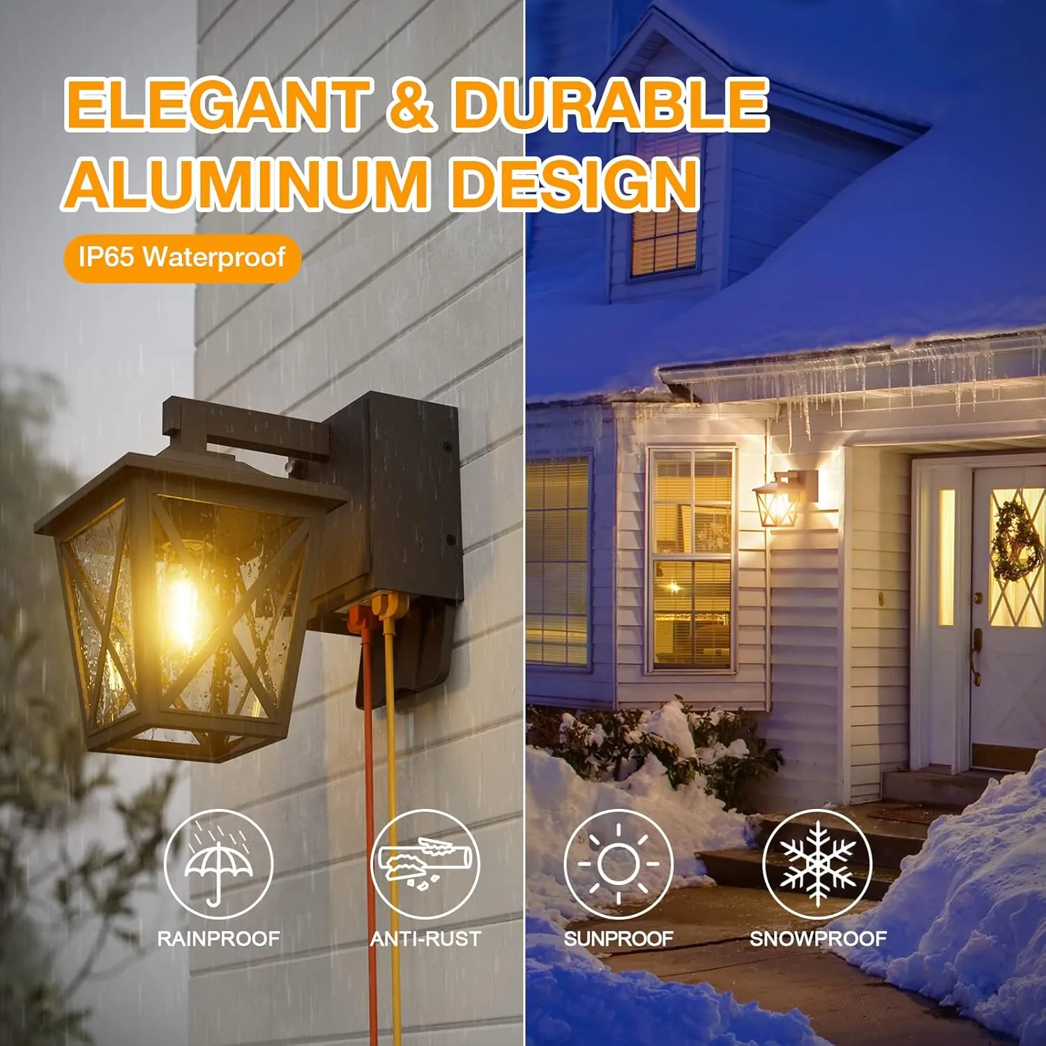 Porch Lights with Outlet, Dusk to Dawn Outdoor Light with Outlet Built-in, Waterproof Anti-Rust Aluminum Outside Light with GFCI Outlet, Wall Sconce Light with Plug for Front Door (Black 1PC)