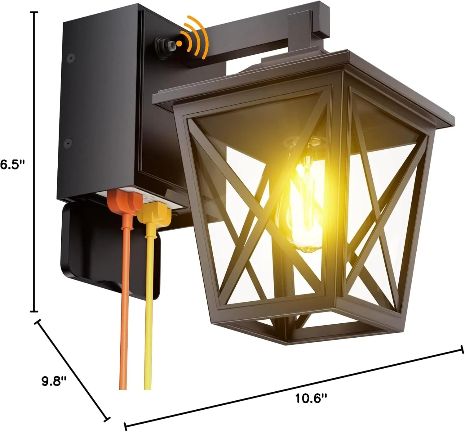 Porch Lights with Outlet, Dusk to Dawn Outdoor Light with Outlet Built-in, Waterproof Anti-Rust Aluminum Outside Light with GFCI Outlet, Wall Sconce Light with Plug for Front Door (Black 1PC)