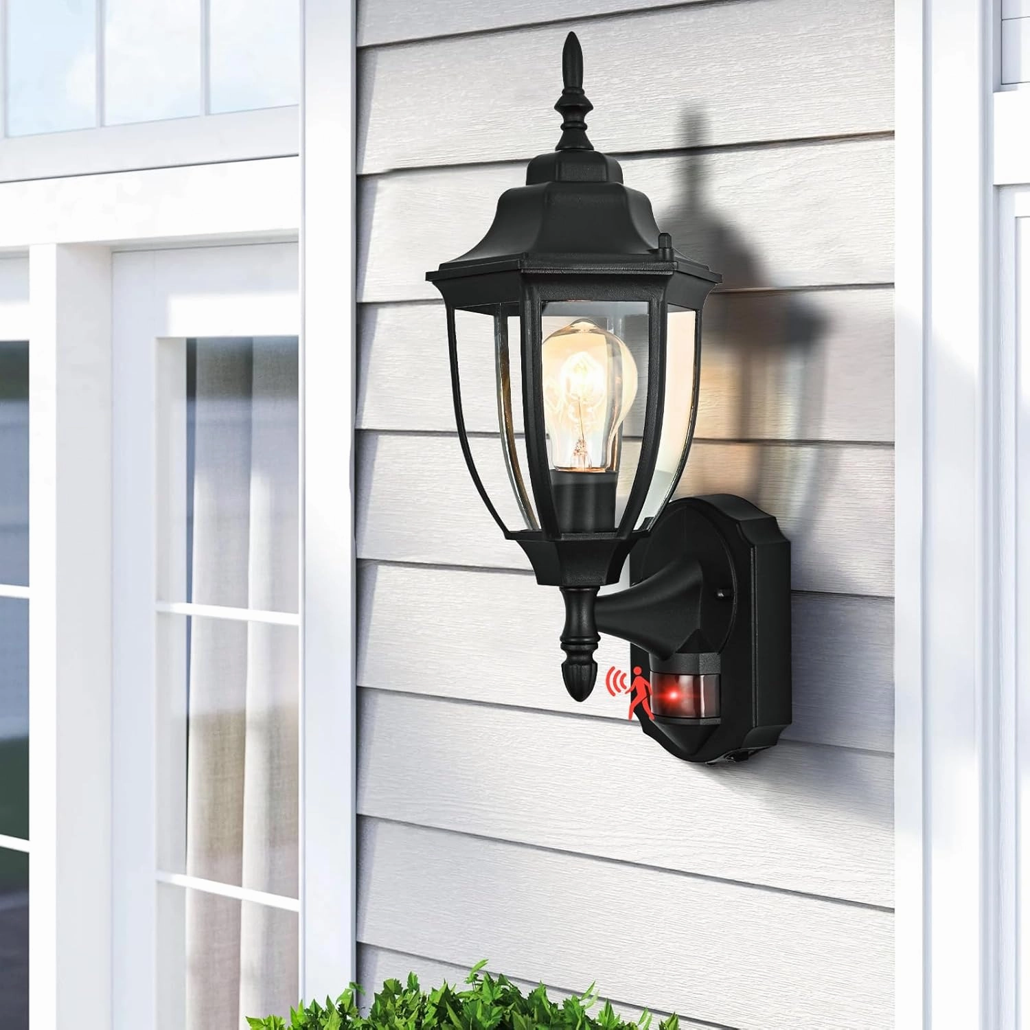Porch Lights Outdoor Motion Sensor Wall Sconce Anti-Rust Aluminum, Exterior Outdoor Wall Lights Dusk to Dawn Porch Light Fixture Wall Mount for House Outside Patio 2Pack