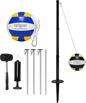 Portable Tetherball Set with 2 Tetherball Ball, Rope and Pole, Heavy Duty Tetherball Pole Set for Family Fun, Portable Outdoor Game Fun for Backyard, Lawn, Sand and Beach