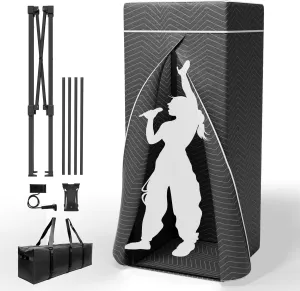 Portable Vocal Booth for Echo-Free Vocals, Soundproof Recording Booth for Home Studio/Reverb Isolation and Studio Quality. Noise Cancelling Sound Booth with Travel Bag To-Go and Mount Kit.