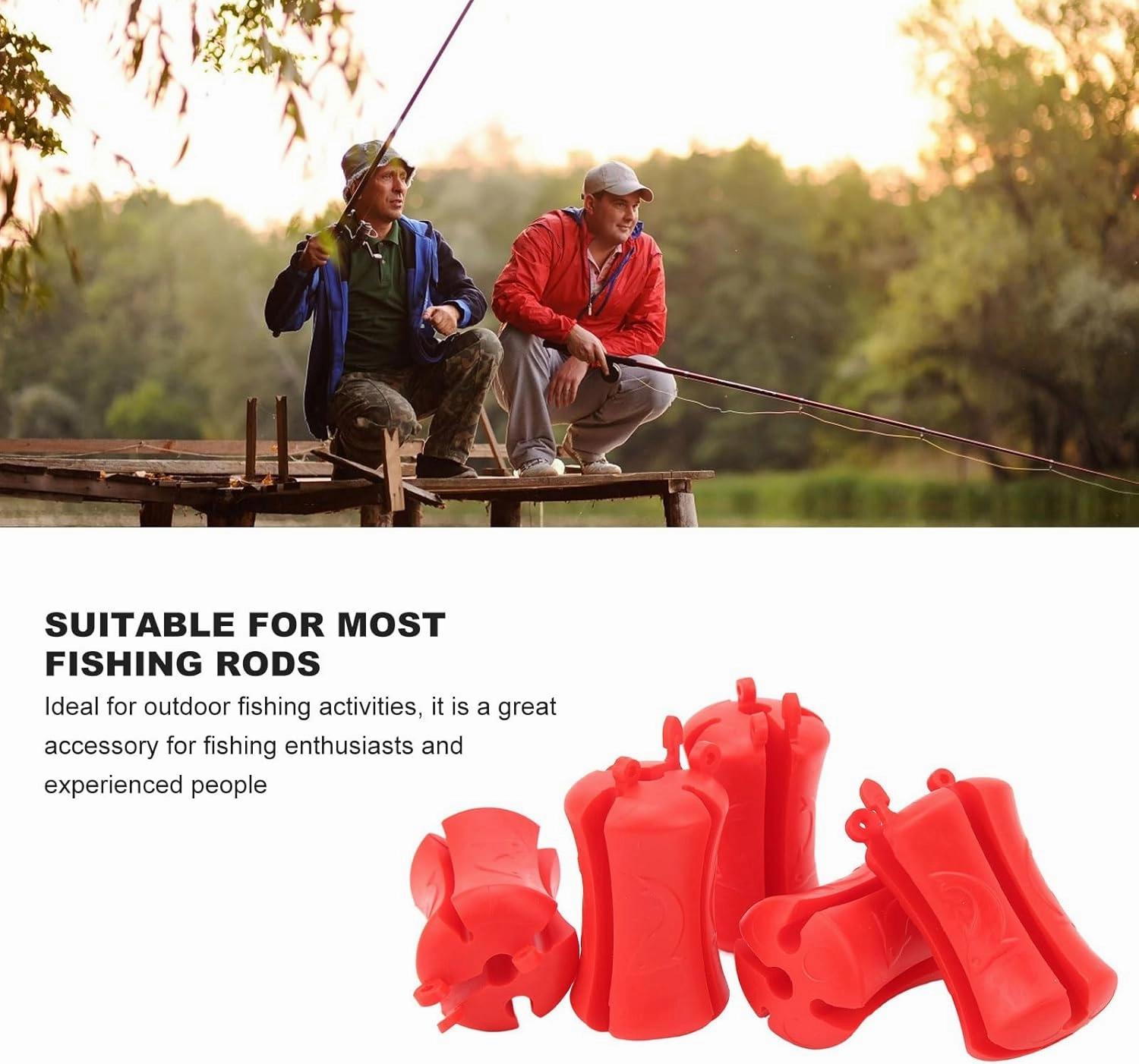 Portable Fishing Rod Fixed Ball, 5PCS Reusable Fishing Pole Clip Silicone Fishing Rod Beam for Boat Fishing Supplie