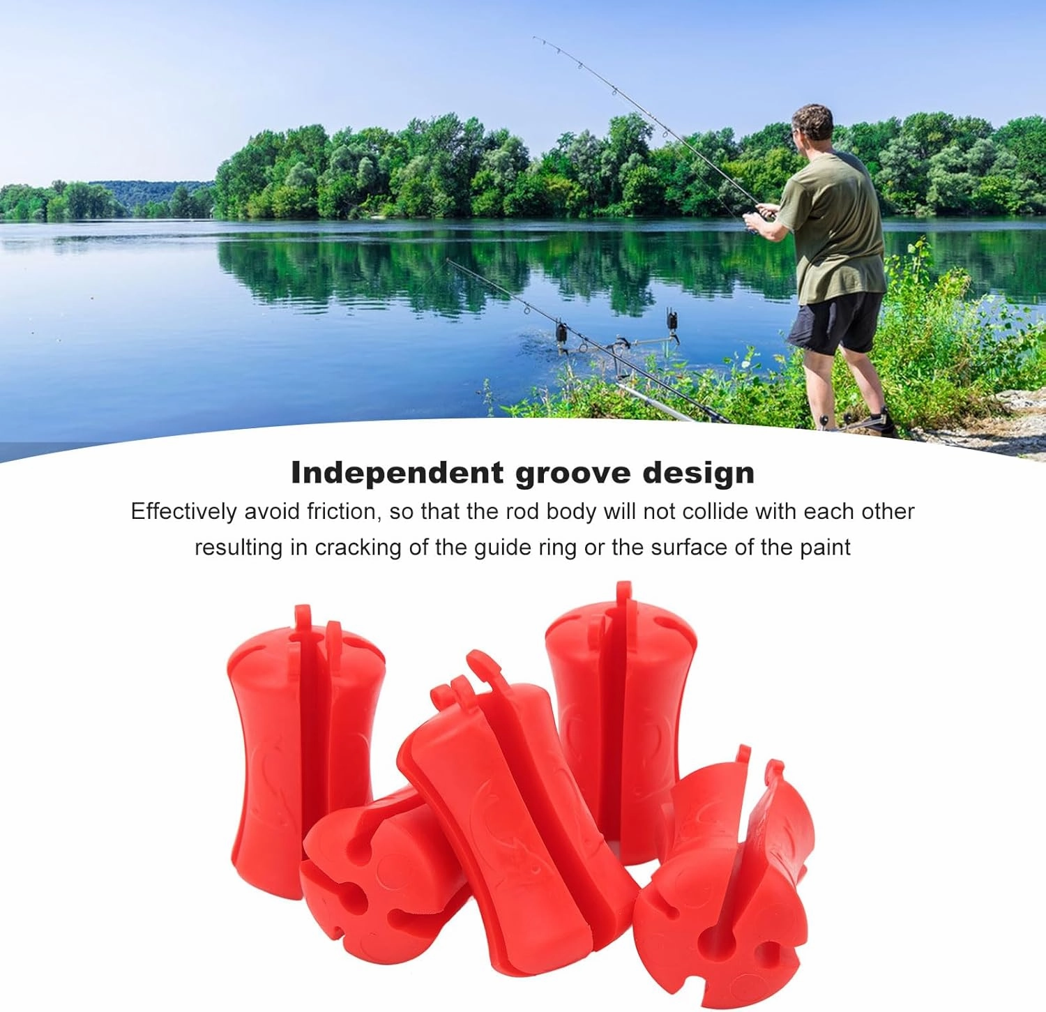 Portable Fishing Rod Fixed Ball, 5PCS Reusable Fishing Pole Clip Silicone Fishing Rod Beam for Boat Fishing Supplie