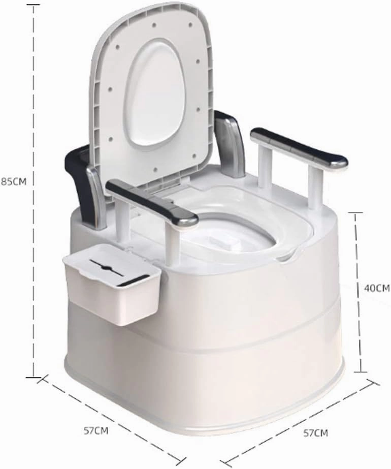 Portable Toilet for Elderly and Pregnant Women with Armrests and Tissue Box - for Bedroom, Hospital and Camping