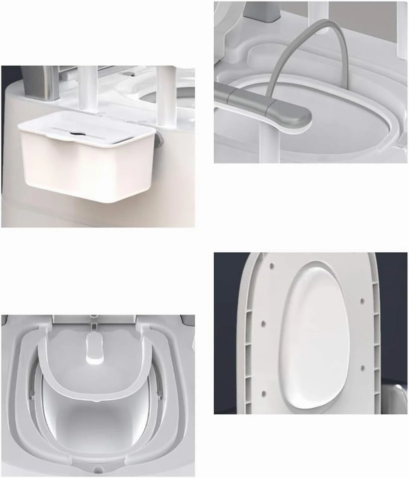 Portable Toilet for Elderly and Pregnant Women with Armrests and Tissue Box - for Bedroom, Hospital and Camping