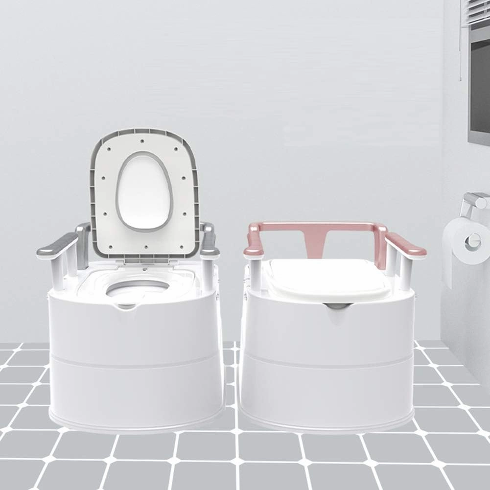 Portable Toilet for Elderly and Pregnant Women with Armrests and Tissue Box - for Bedroom, Hospital and Camping