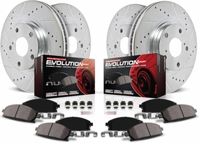 Power Stop K7502 Front & Rear Z23 Evolution Sport Brake Upgrade Kit and 1 Front Sensor Wire For Audi A3, Audi A3 Quattro, Audi A3 Sportback e-tron, VW Taos [Model Specific]