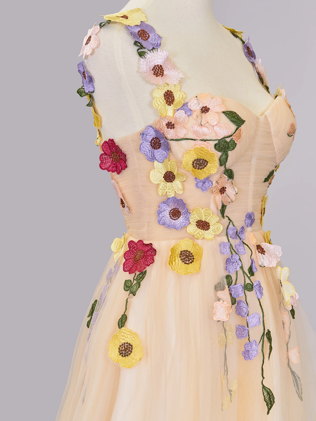 Pretty Homecoming Dress A Line Tulle with 3D Flowers Short Party Cocktail Dress